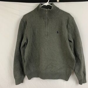 Polo by Ralph Lauren 1/4 Zip Sweater Mens Large Gray